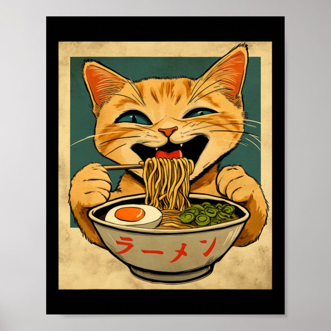Poster Ginger Ginger Ramen Japonês Anime Kawaii Cat G (Frente)