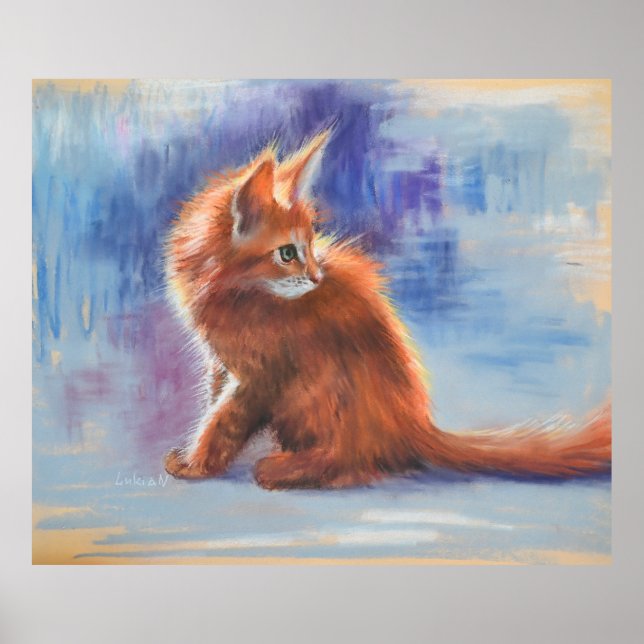 Poster Ginger Kitten na Luz Pastel (Frente)