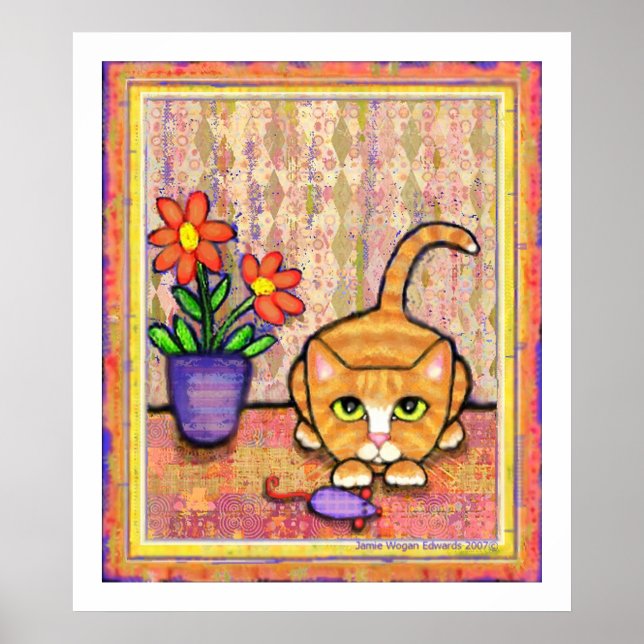 Póster "Ginger Tabby Cat Playing" (Frente)