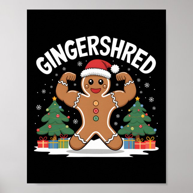 Poster Gingerbird Man Gingershred Funny Gym Workout Chri (Frente)