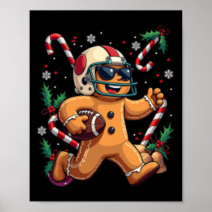 Poster Gingerbird Man Jogando Futebol De Natal Xmas Ki