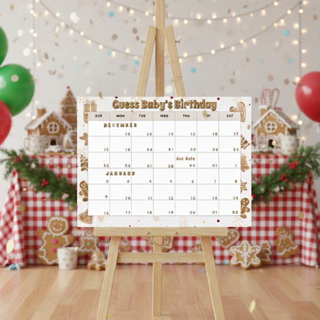 Poster gingerbread calendar "guess baby's birthday" (Criador carregado)