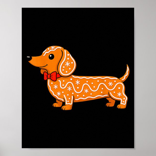Poster Gingerbread Dachshund Christmas Cute Weiner Dog  (Frente)