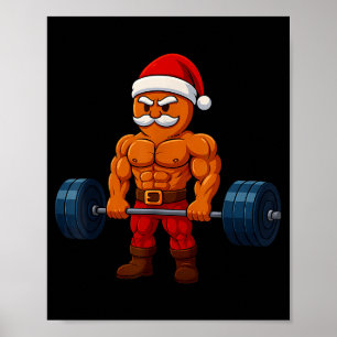 Poster Gingerbread Levantamento de Peso Academia Fitness 
