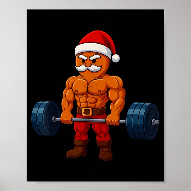 Poster Gingerbread Levantamento de Peso Academia Fitness  (Frente)