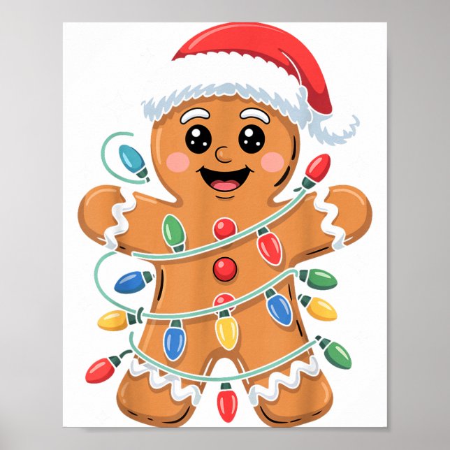 Poster Gingerbread Man Tangled Christmas Lights  (Frente)