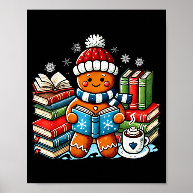Poster Gingerbread Reading Teacher Bookish Library Kids U (Frente)