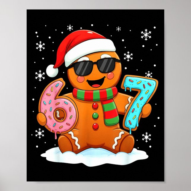 Poster Gingerbread Six Seven Bruh Funny Christmas Meme Si (Frente)