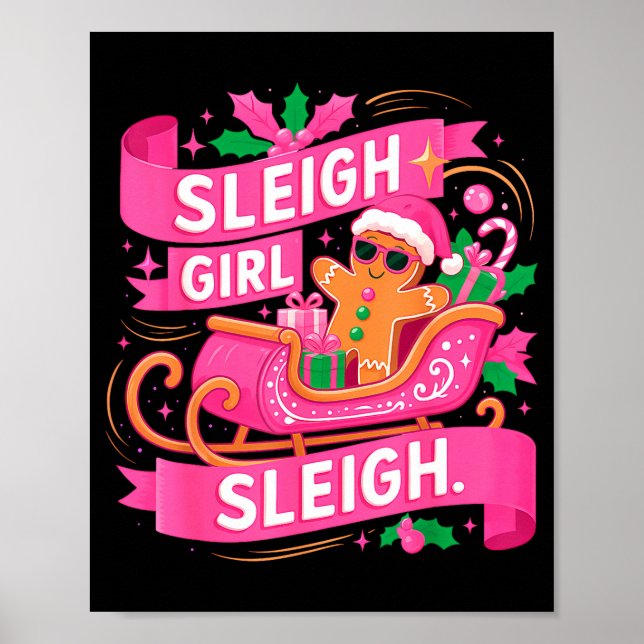 Poster Gingerbread Sleigh Girl Nk Funny Christmas Women G (Frente)
