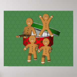 Póster Gingercake Men Cute Cookies Férias de Natal