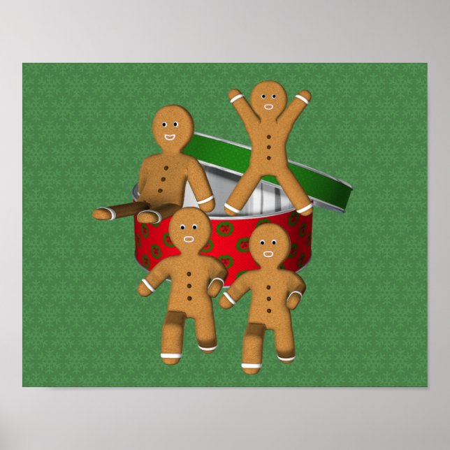 Póster Gingercake Men Cute Cookies Férias de Natal (Frente)