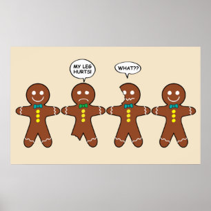 Poster Gingerpão Cookie Minha Perna Magoa O Natal