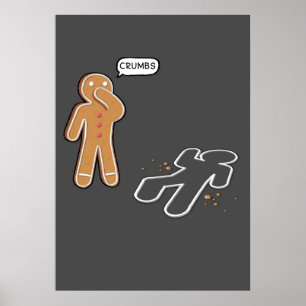 Poster Gingerpão homem Irônico Cena do Crime "CRUMBS" pos