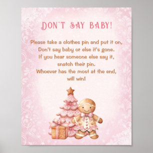 Poster Gingerpão Rosa Chá de fraldas Não diga jogo de beb