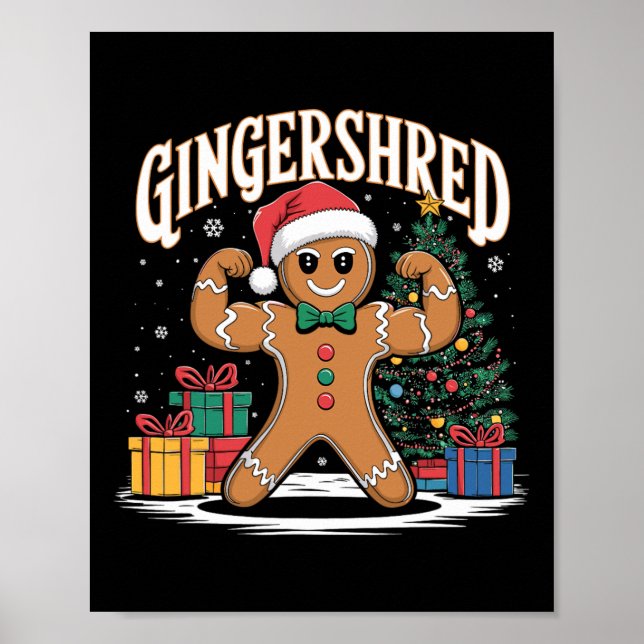 Poster Gingershred Funny Gingerbird Bodybuilding Christm (Frente)