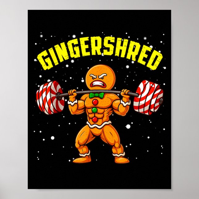 Poster Gingershred Funny Gingerbread Man Gym Bodybuilding (Frente)