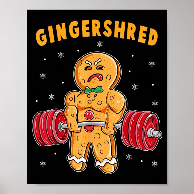 Poster Gingershred Funny Gingerbread Man Gym Bodybuilding (Frente)