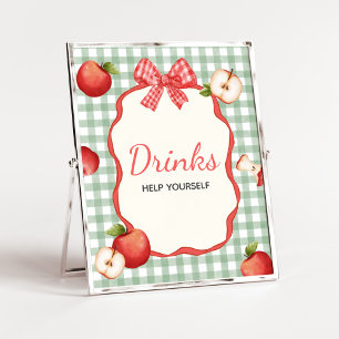 Poster Gingham Apple do nosso Sinal de Bebidas Chás de fr