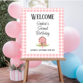 Póster Gingham Barnyard rosa Poster de boas-vindas