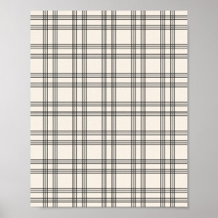 Poster Gingham Branco Negro E Creme