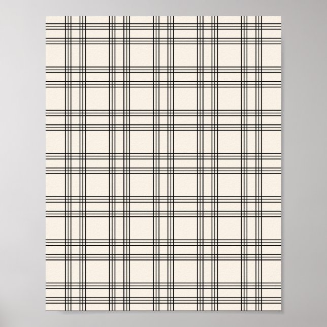Poster Gingham Branco Negro E Creme (Frente)