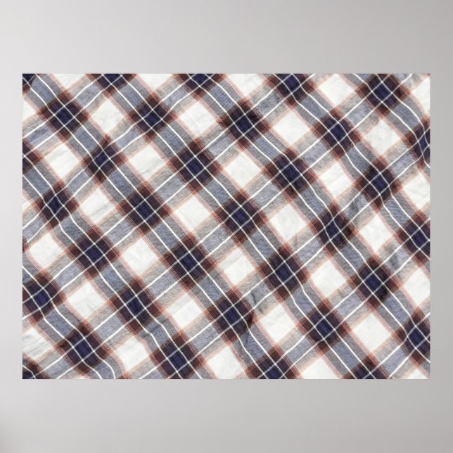 Poster Gingham de algodão ecológico em cores de outono.  (Frente)