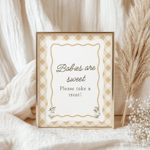 Poster Gingham Goose Chá de fraldas Babies São Sinal Doce