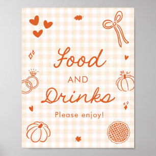 Poster Gingham Laranja de Outono Comida e Bebidas Desenha