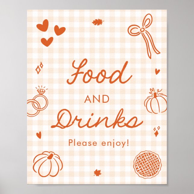 Poster Gingham Laranja de Outono Comida e Bebidas Desenha (Frente)