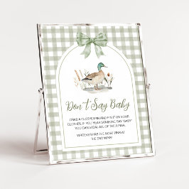 Poster Gingham Mallard Duck Baby Não Diga Sinal De Bebê