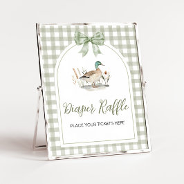 Poster Gingham Mallard Duck Baby Shower Fralda Sinal Raff