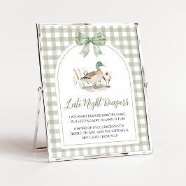 Poster Gingham Mallard Duck Bebê Tarde Fralda Noite