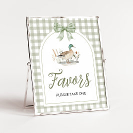 Poster Gingham Mallard Duck Chá de fraldas Favorece Sinal
