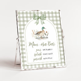Poster Gingham Mallard Duck Chá de fraldas Mãe Bar Osa