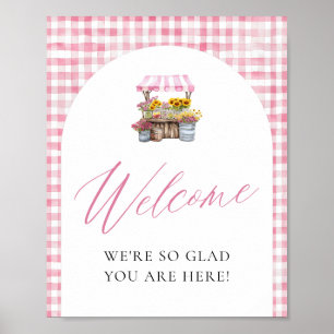 Poster Gingham Rosa Fresco Do Sinal De Boas-Vindas Do Mer