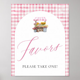Poster Gingham Rosa Fresco Do Sinal De Favor Do Mercado