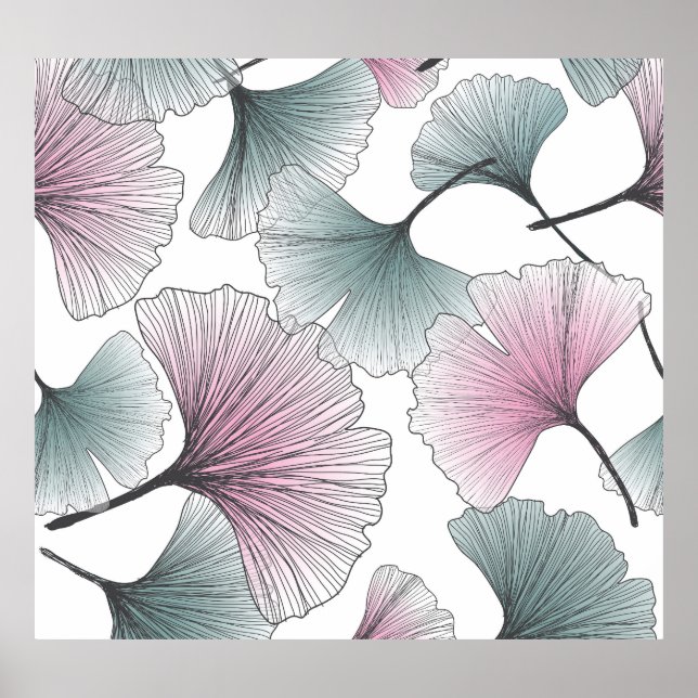 Poster Gingko Biloba desenhada à mão. (Frente)