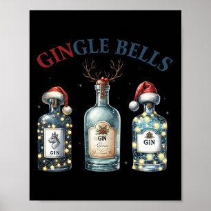 Poster Gingle Bells Engraçado Gin Belts Bells Árvore de N