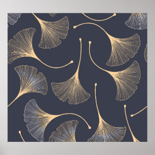 Poster Ginkgo deixa um padrão floral sem costura