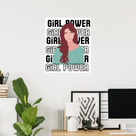 Poster Gir Power Retrato feminino que empodera citação