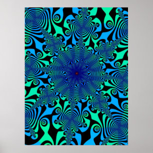 Póster Girador da mente no verde azul do amd