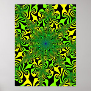Póster Girador da mente no verde e no amarelo