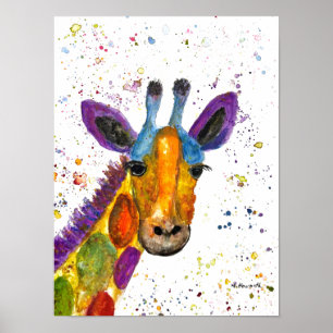 Poster Girafa Abstrato animais selvagens Arco-Íris