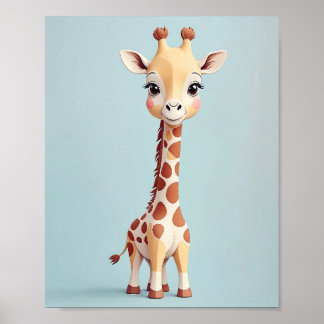 Poster Girafa Adorável - Safari Animal Nursery Wall Art