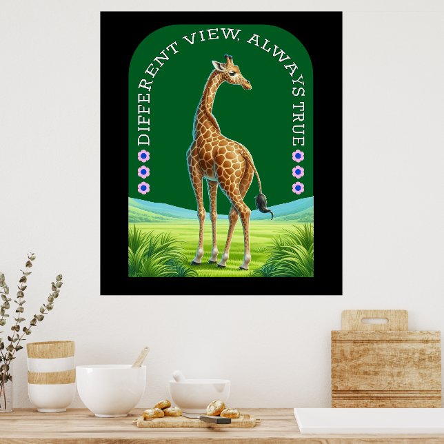 Poster girafa alta em pé (Cozinha)