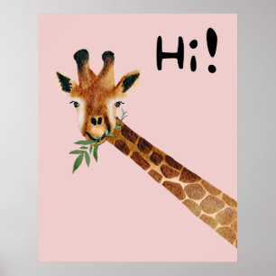 Poster Girafa amigável diz Oi