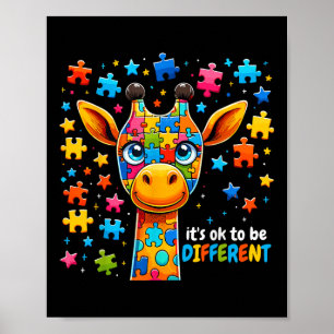 Poster Girafa Autismo Conscientista É Ok Ser Diferente _1