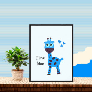 Poster Girafa azul