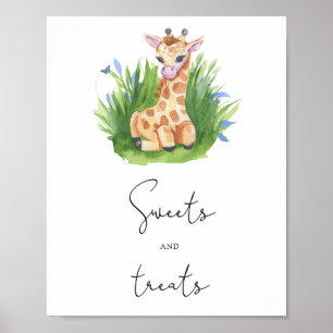 Poster Girafa Bebê - doces e guloseimas para chá de bebê