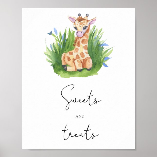 Poster Girafa Bebê - doces e guloseimas para chá de bebê (Frente)